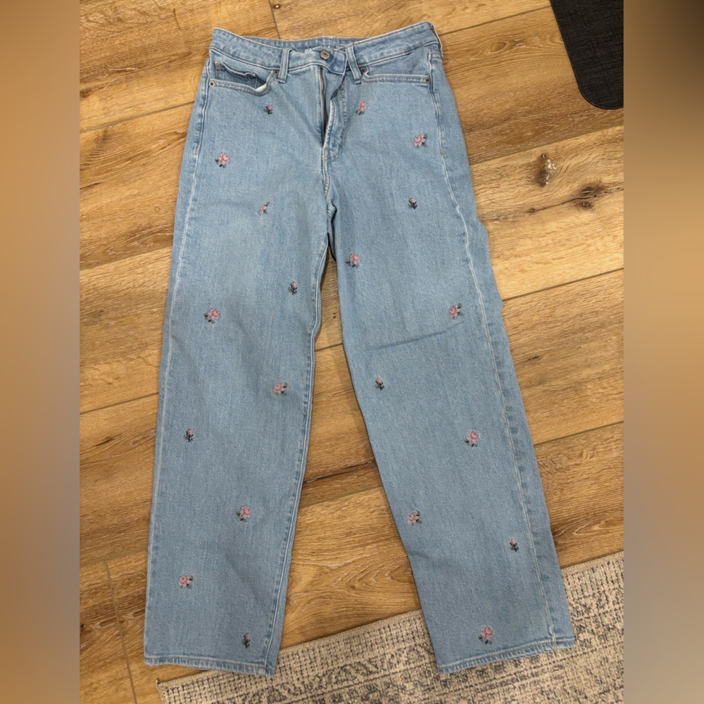 Old Navy Denim Jeans with Pink Floral Details